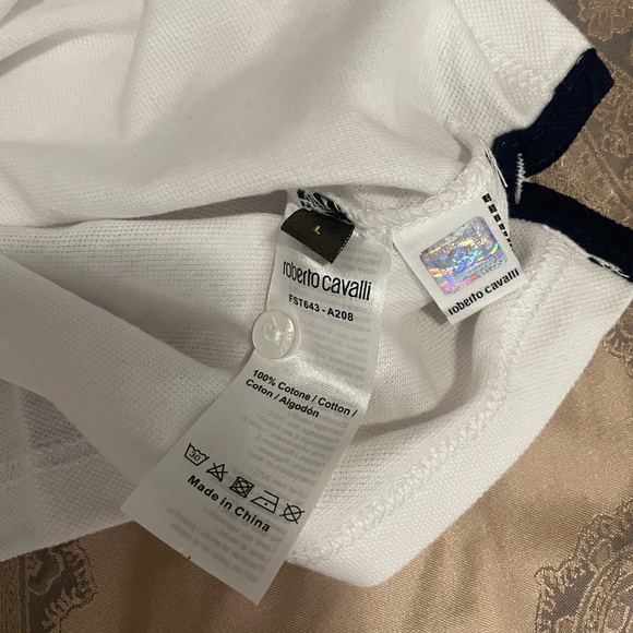 Roberto Cavalli Men Cotton White Polo Sz L - Picture 5 of 8